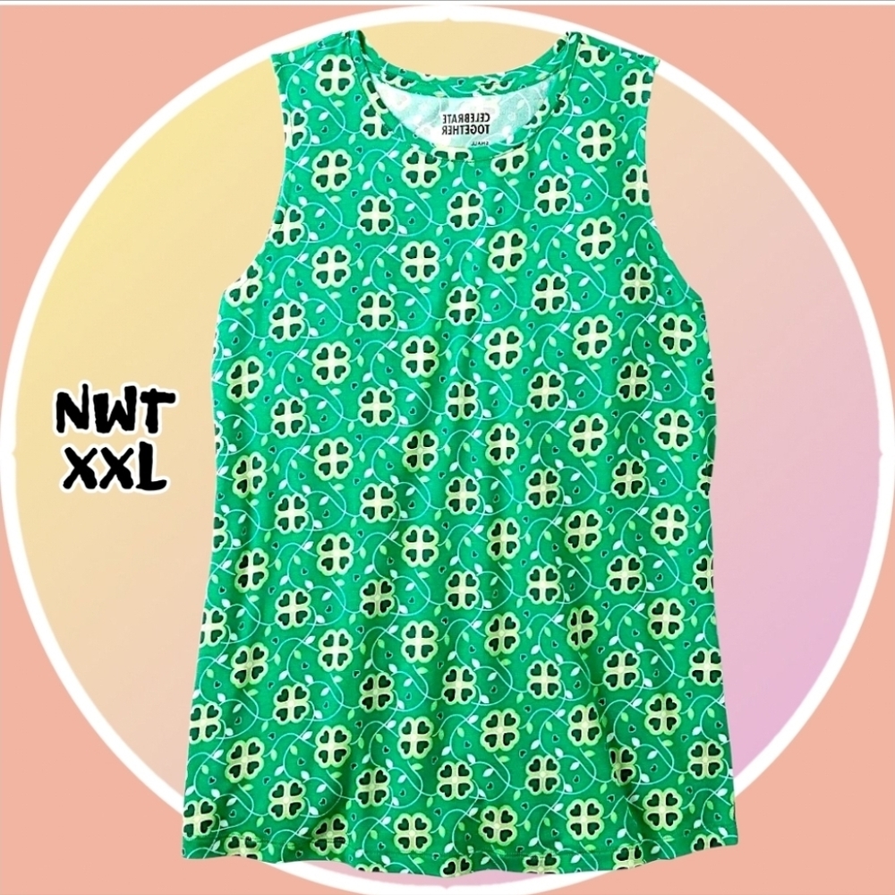 NWT 4 Leaf Clover Shamrock Tank Top XXL Great For St Patrick's Day